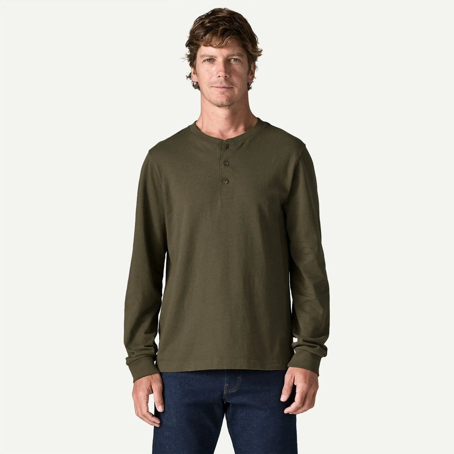 Men's Long-Sleeved Henley Shirt - US 5049