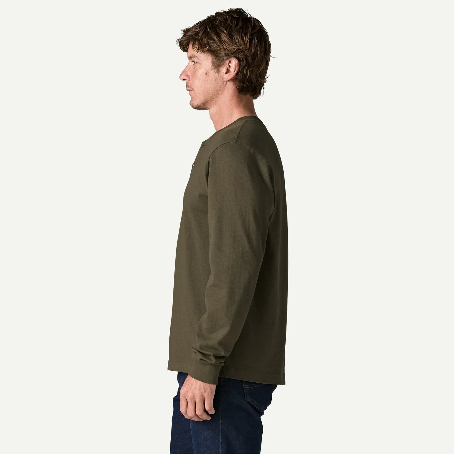 Men's Long-Sleeved Henley Shirt - US 5049