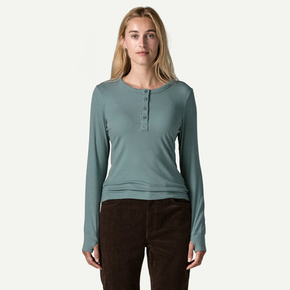 Women's Long-Sleeved Rib-Knit Henley - US 1789
