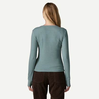 Women's Long-Sleeved Rib-Knit Henley - US 4609