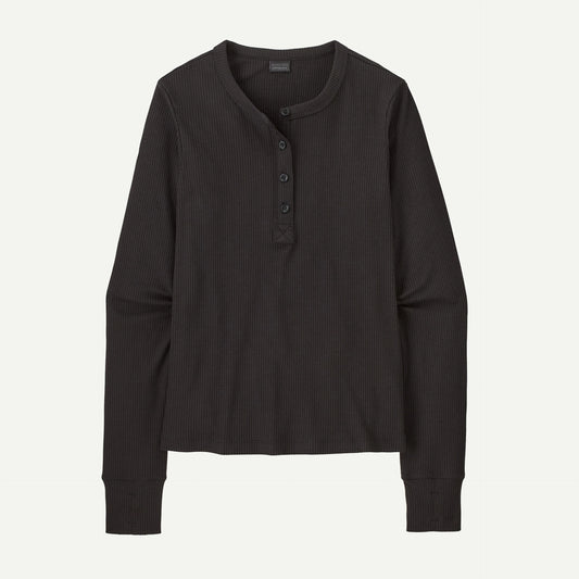 Women's Long-Sleeved Rib-Knit Henley - US 4458